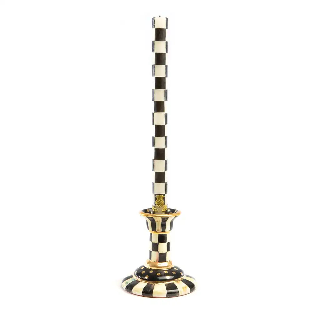 Emerald Check Dinner Candles, Set of 2