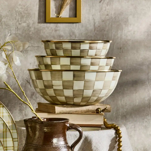Mocha Check Large Everyday Bowl