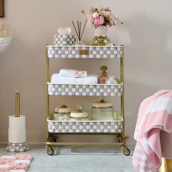 Mocha Check 3-Tier Kitchen Cart