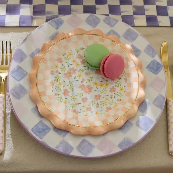 Lilac Check Dinner Plate