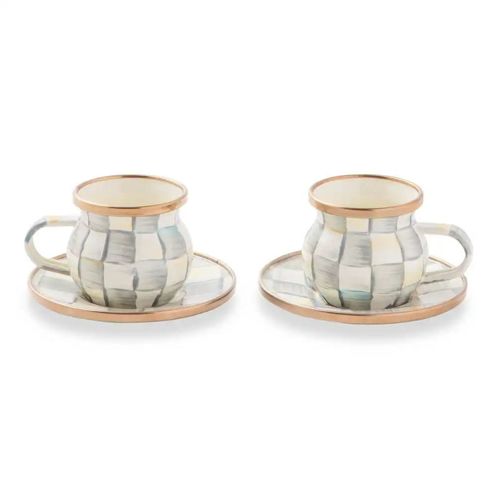 Sky Check Espresso Cup & Saucer Set