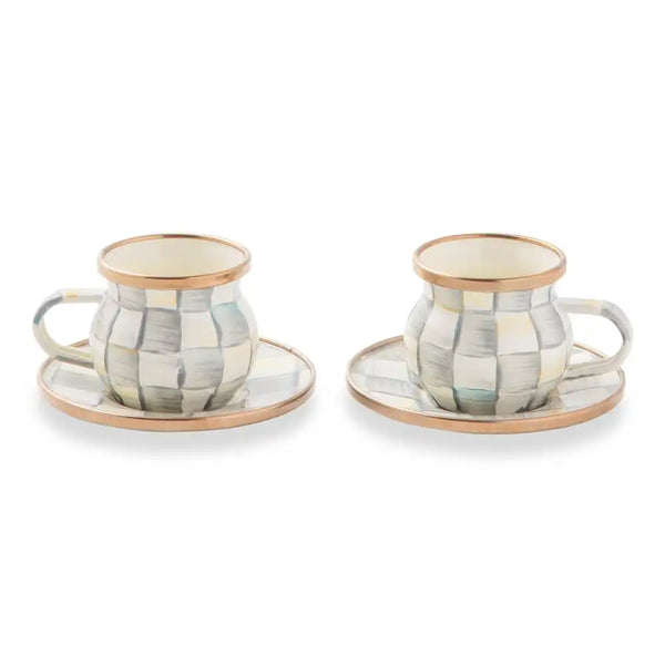 Sky Check Espresso Cup & Saucer Set