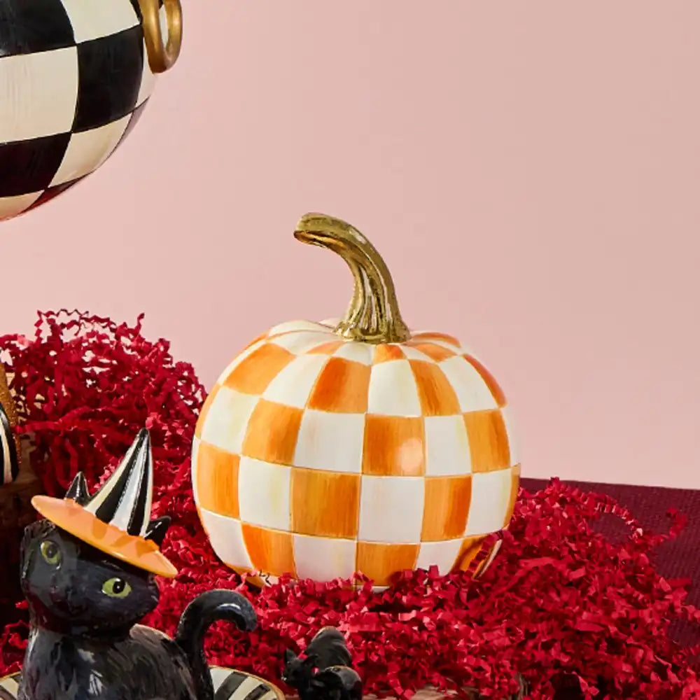 Mocha Check Mini Pumpkin