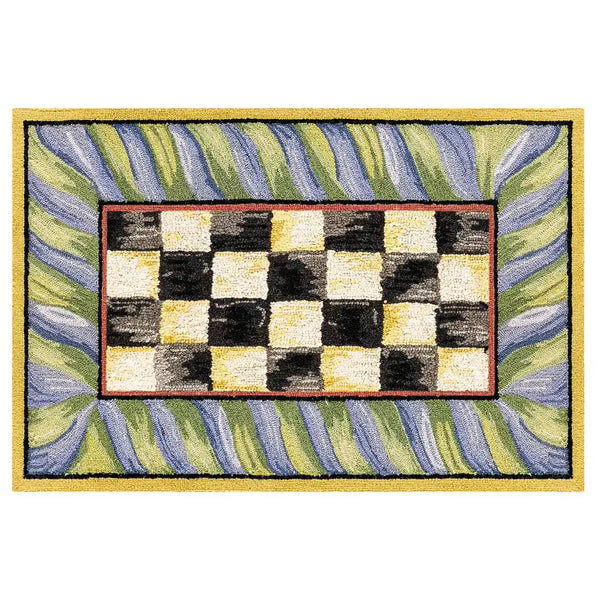 Courtly Check Purple & Green 3' x 5' Washable Rug