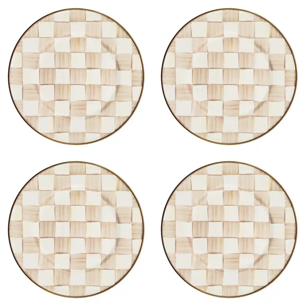 Mocha Check Salad Plates, Set of 4