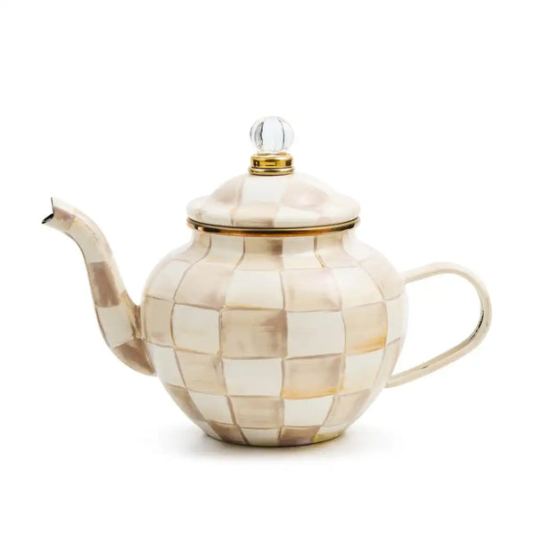 Mocha Check 4 Cup Teapot
