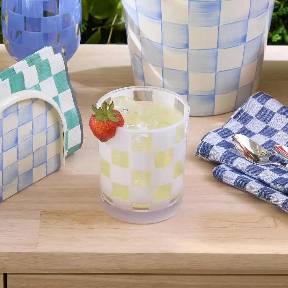 Black Check Acrylic Tumblers, Set of 4