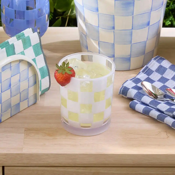 Black Check Acrylic Tumblers, Set of 4