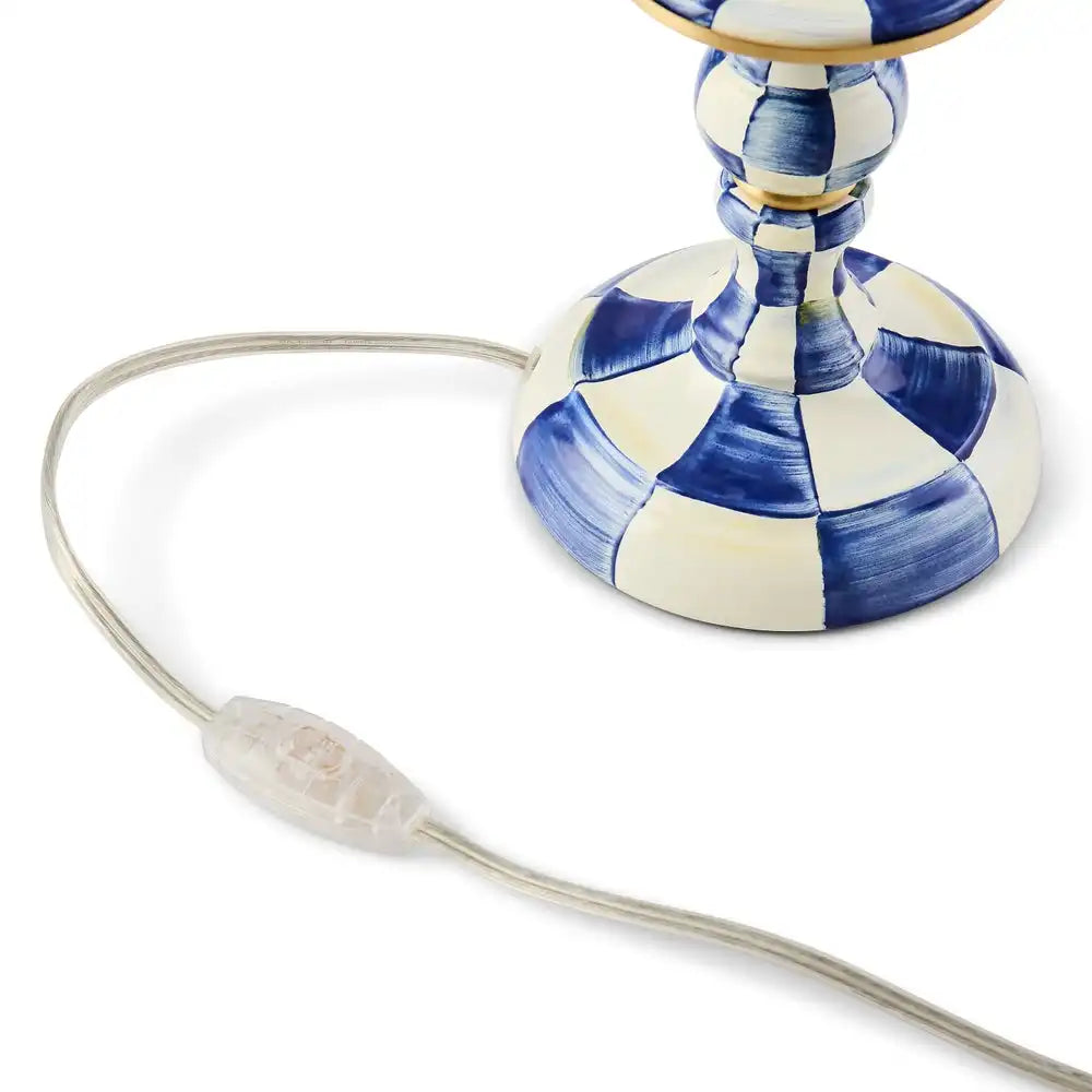 Emerald Check Candlestick Lamp