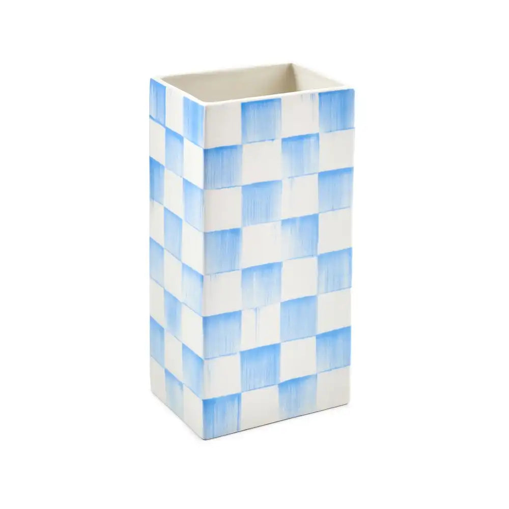 Sage Check Pillar Vase