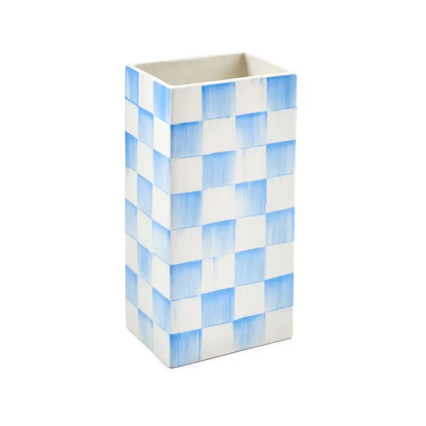 Sage Check Pillar Vase