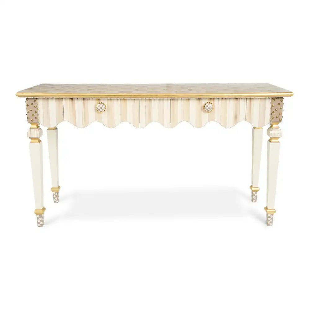 Mocha Check & Stripe Console Table Main image