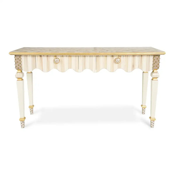 Mocha Check & Stripe Console Table