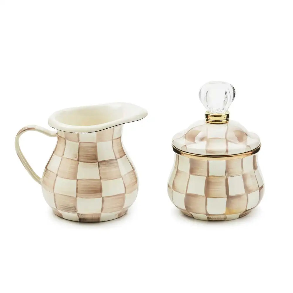 Mocha Check Creamer & Sugar Bowl Set Main image