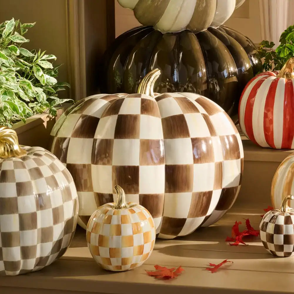 Mocha Check Mini Pumpkin