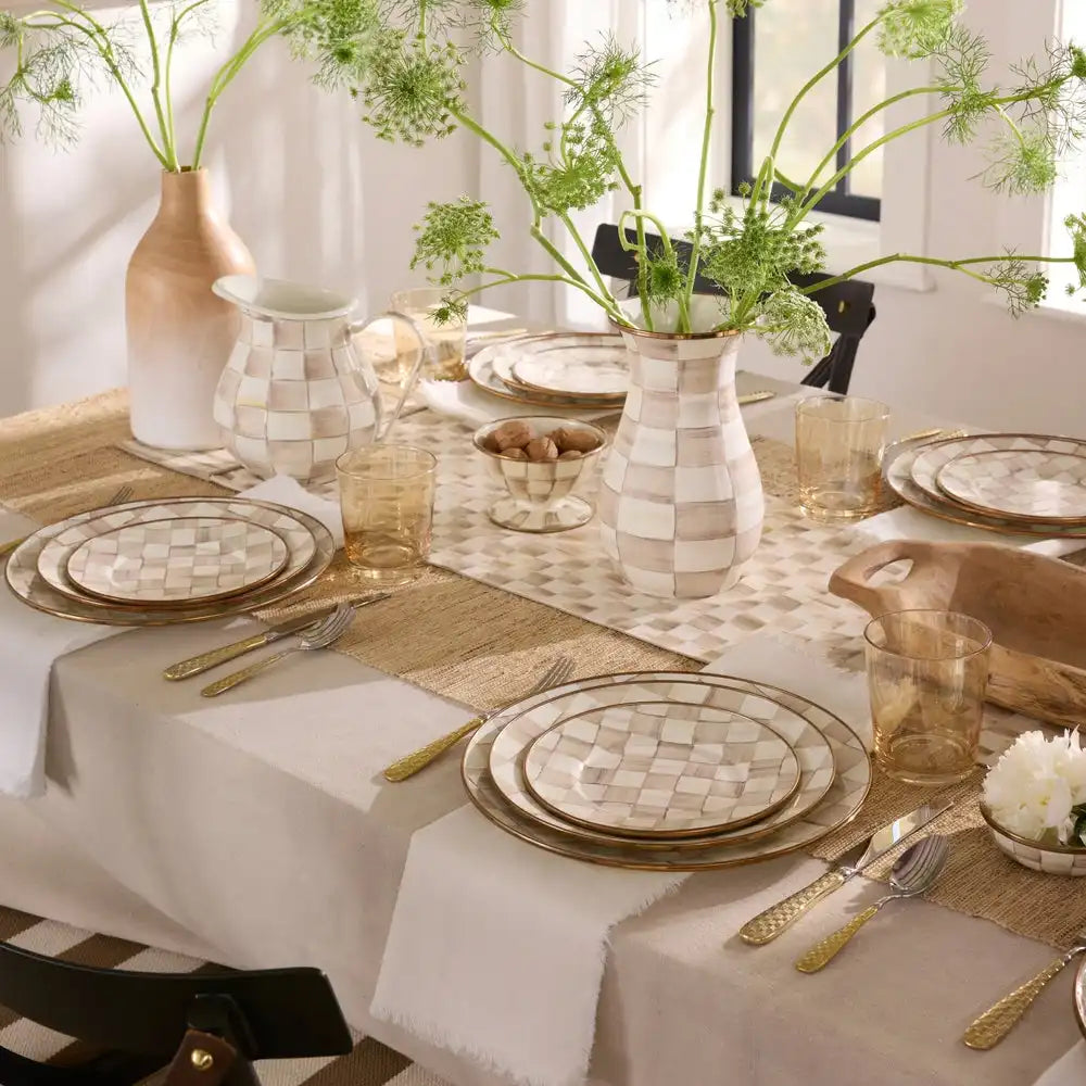 Mocha Check Dinner Plate