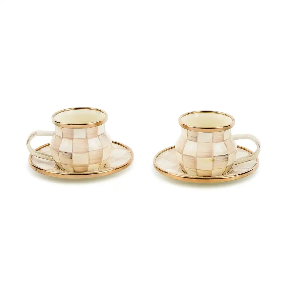 Sky Check Espresso Cup & Saucer Set
