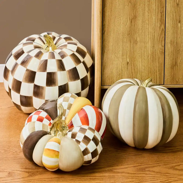Mocha Check Mini Pumpkin