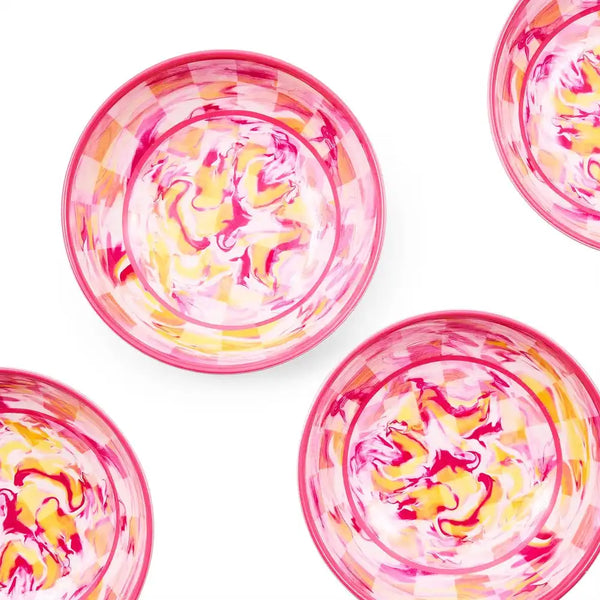 Green Marble Check Melamine Small Bowls, Set of 4
