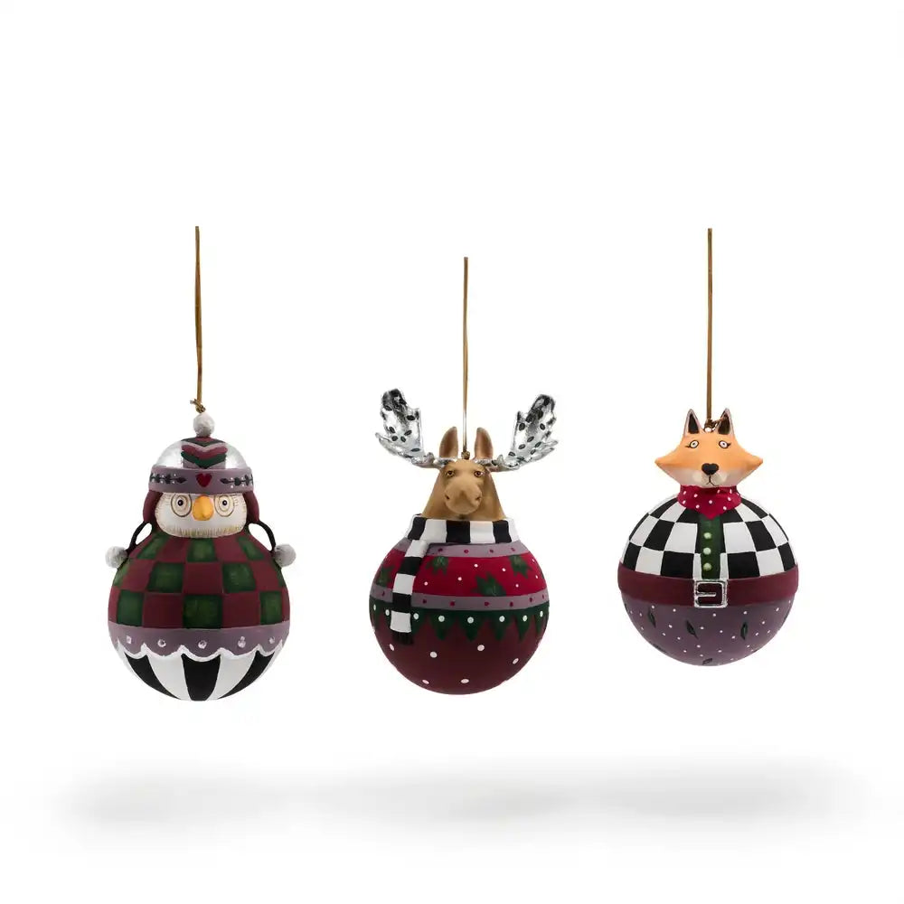Patience Brewster Mooseltoe Ball Ornaments, Set of 3 Main image