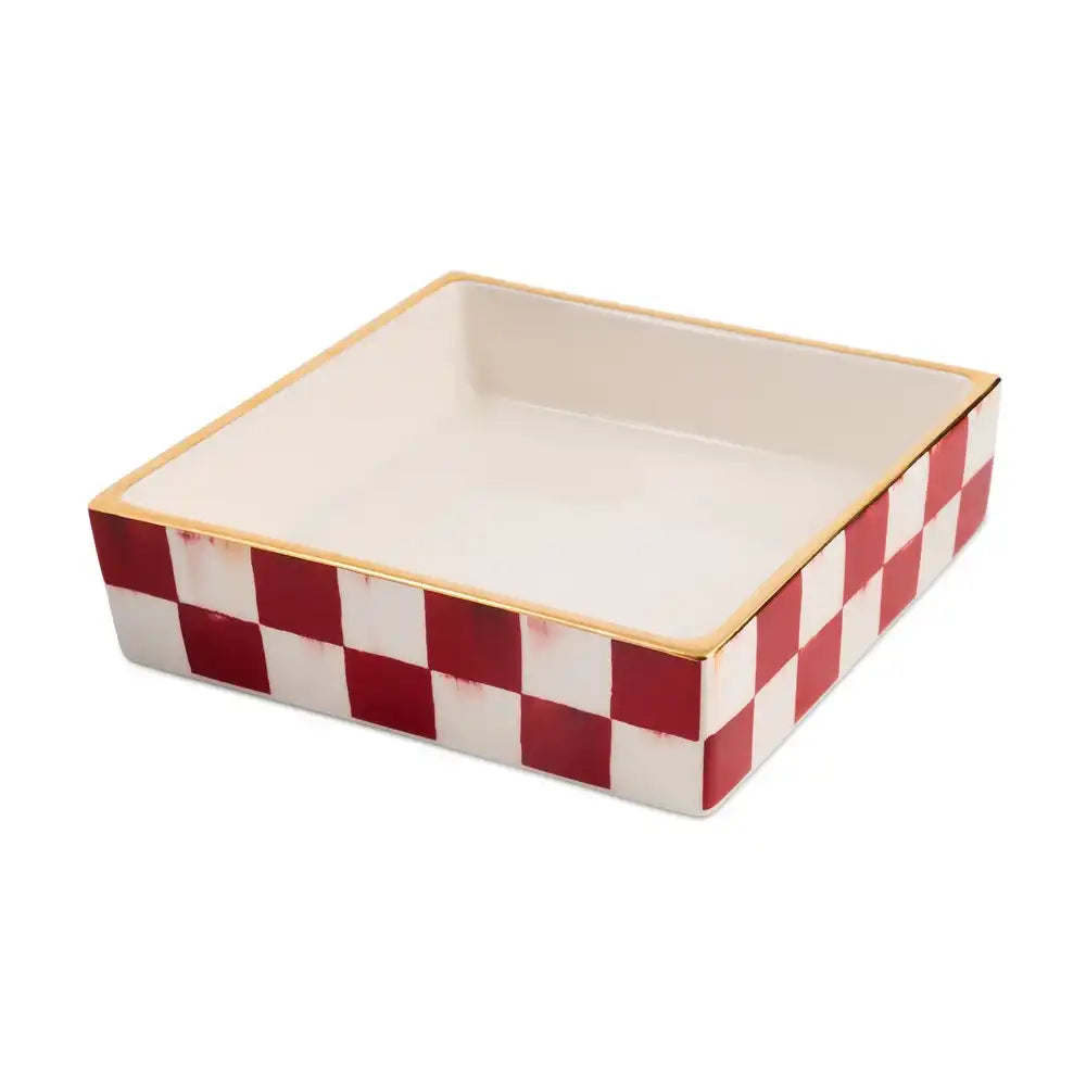 Mocha Check Cocktail Napkin Holder