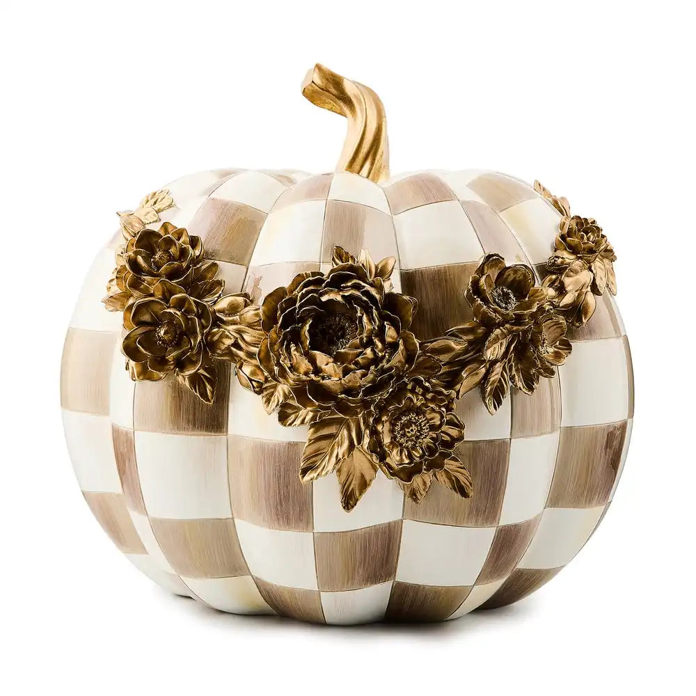 Mocha Check Floral Garland Pumpkin Main image