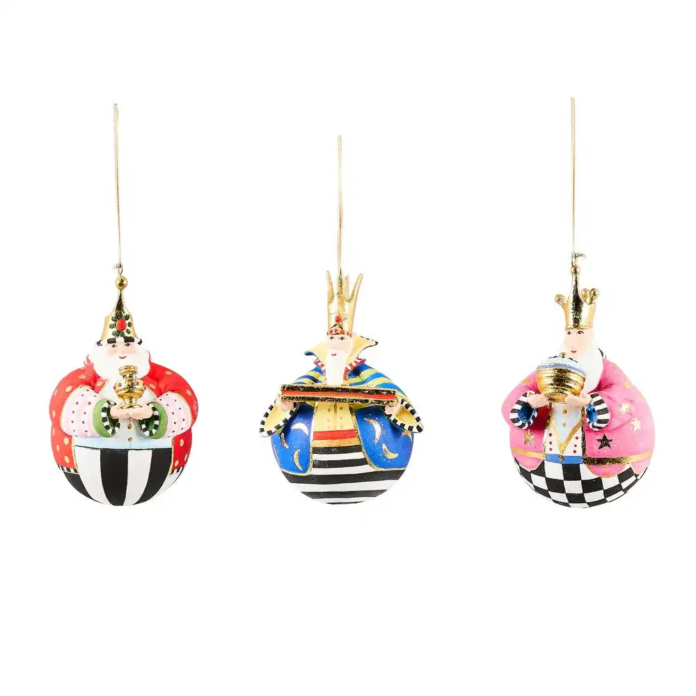 Patience Brewster Nativity Jolly Wisemen Ball Ornaments, Set of 3
