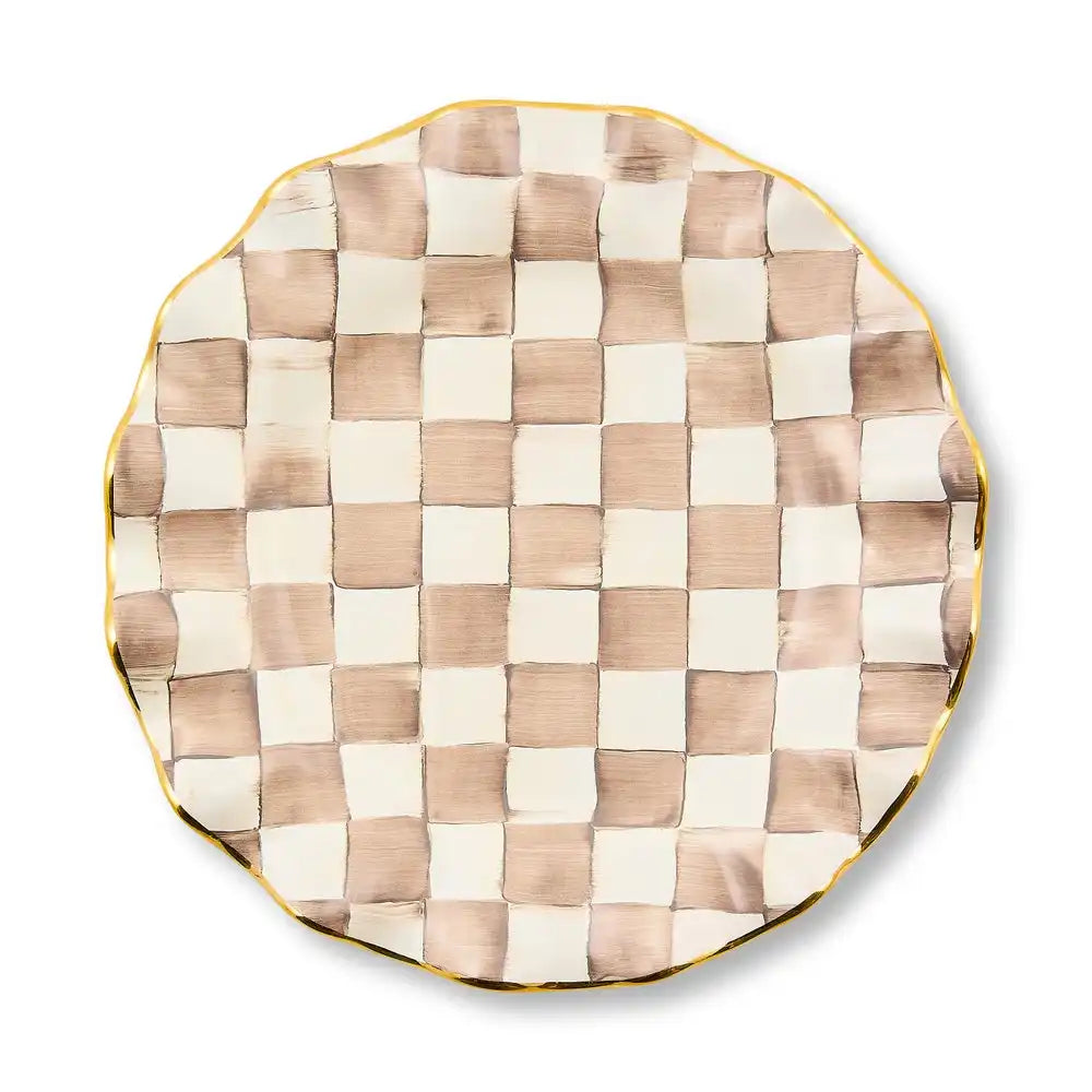 Mocha Check Ceramic Fluted Dinner Plate Secondary image
