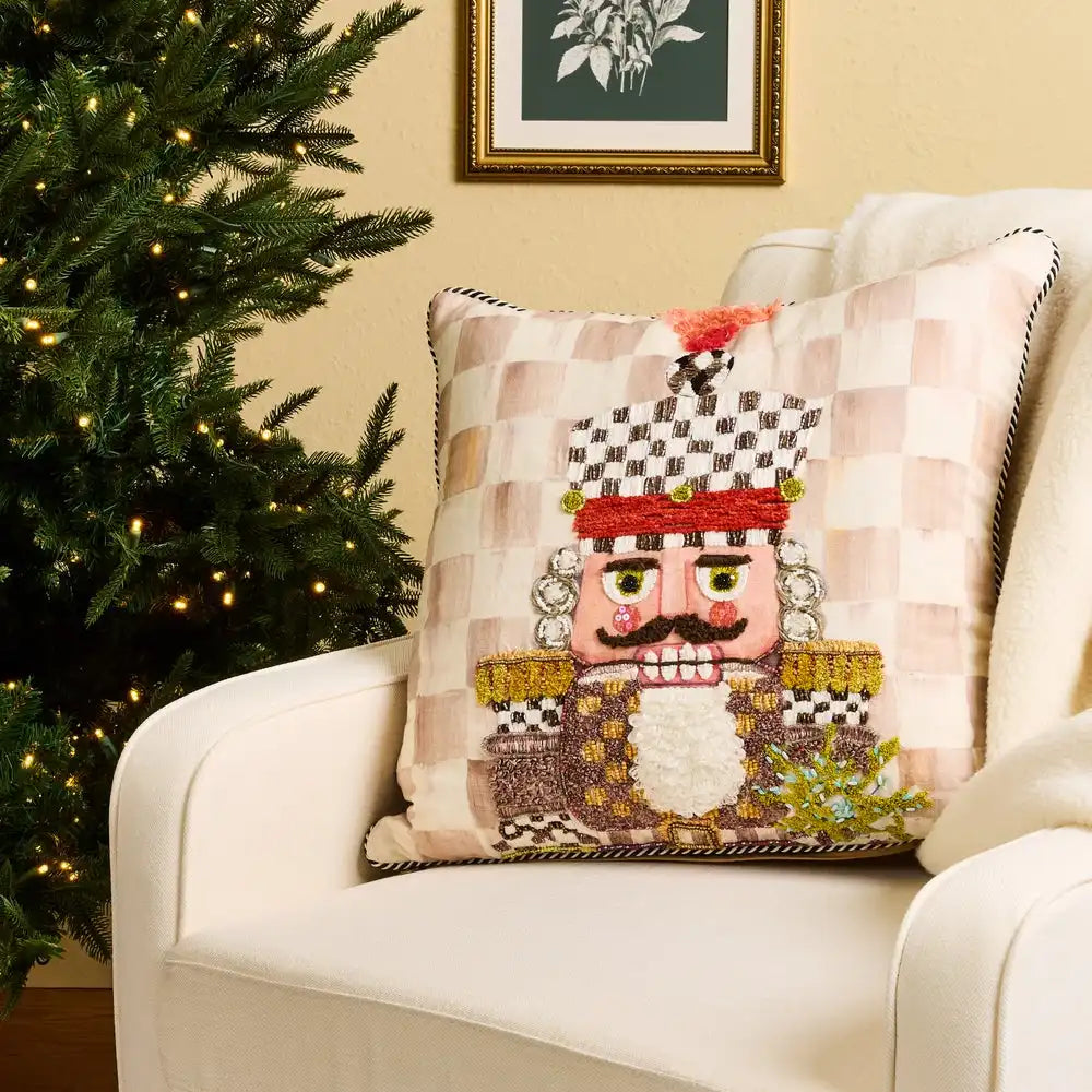 Mocha Check Nutcracker Throw Pillow Secondary image