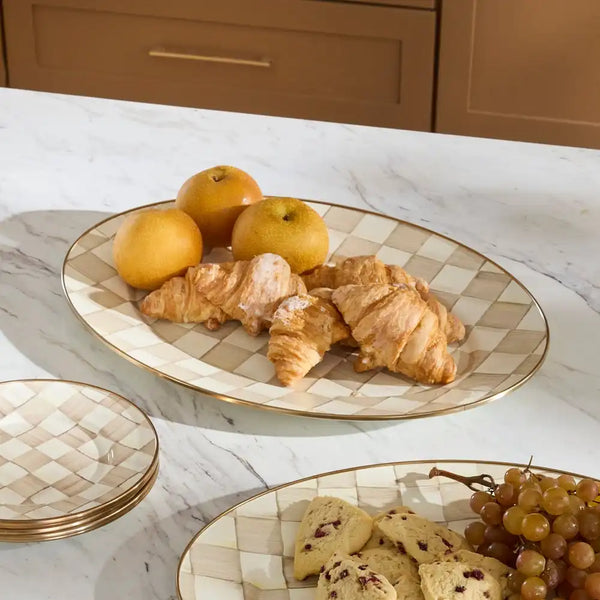 Sky Check Medium Oval Platter