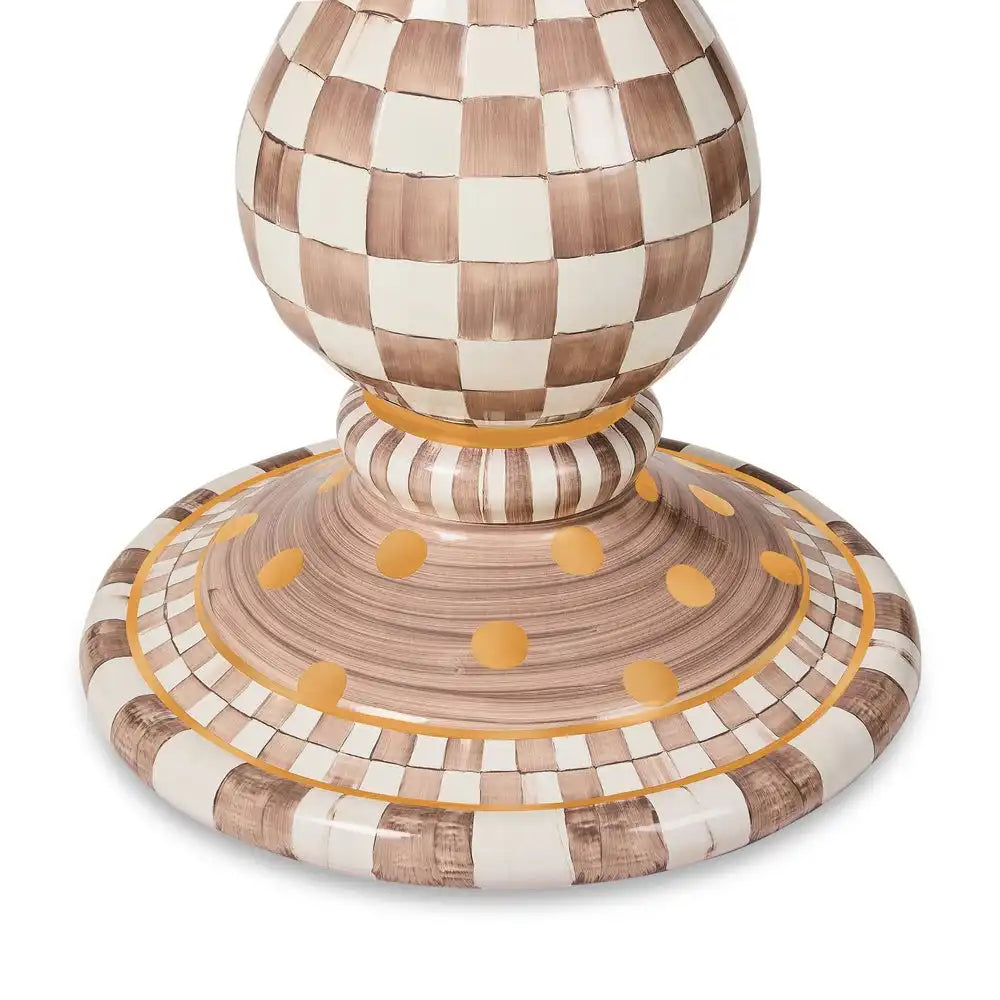 Mocha Check Ceramic Pedestal Table Base