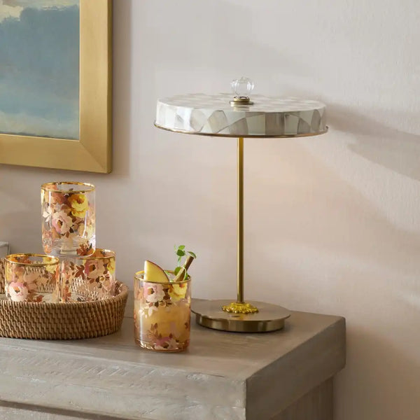 Courtly Check LED Rechargeable Disk Table Lamp