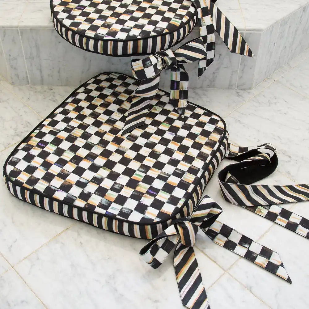 Mocha Check Chair Cushion