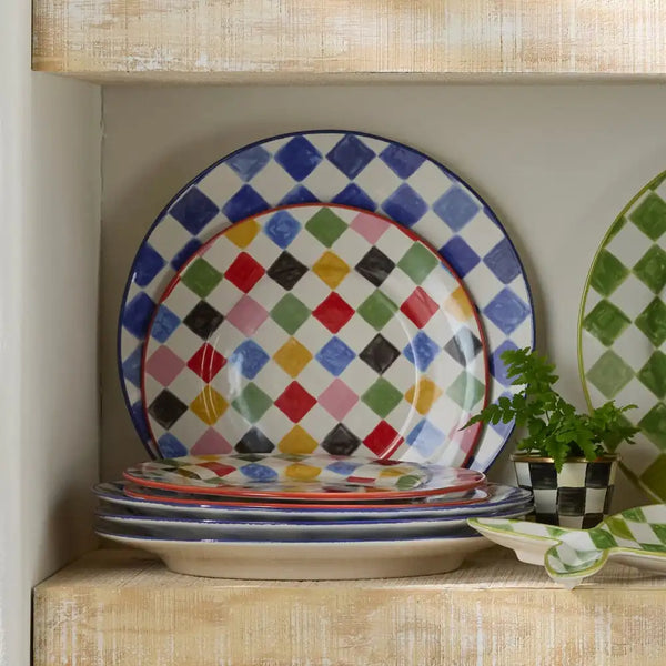 Pink Check Round Platter