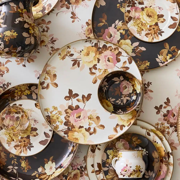 Wild Rose Brown Round Tray