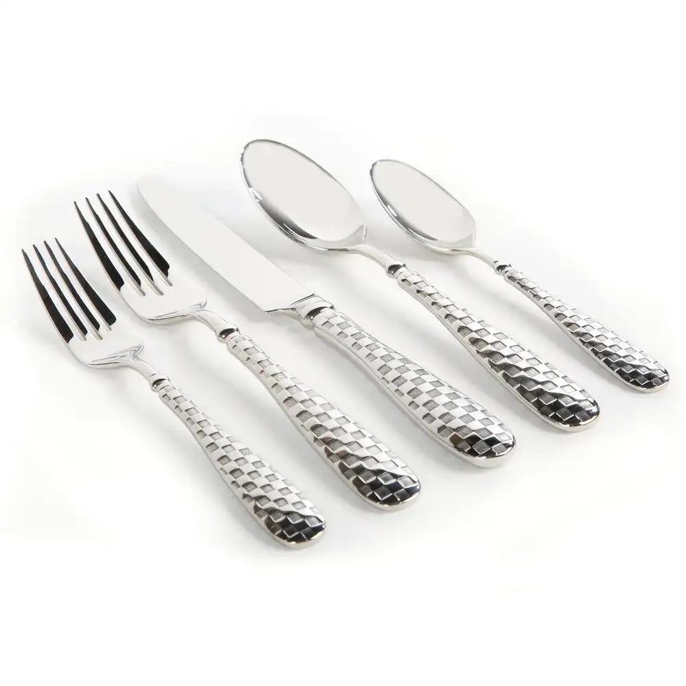 Gold Check Flatware 5-Piece Place Setting