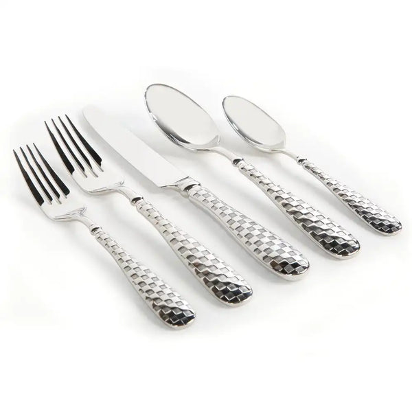 Gold Check Flatware 5-Piece Place Setting