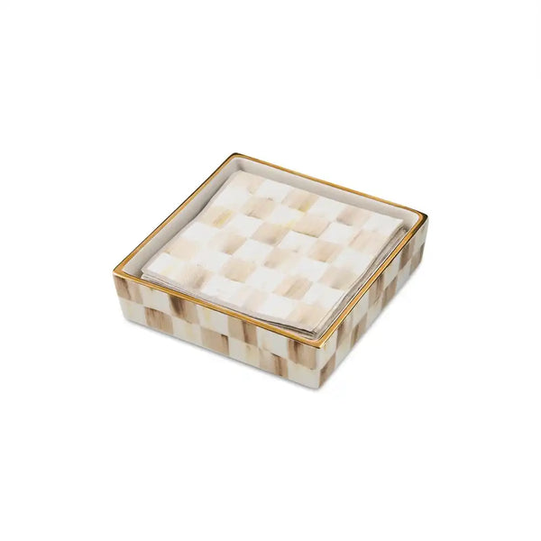 Mocha Check Cocktail Napkin Holder