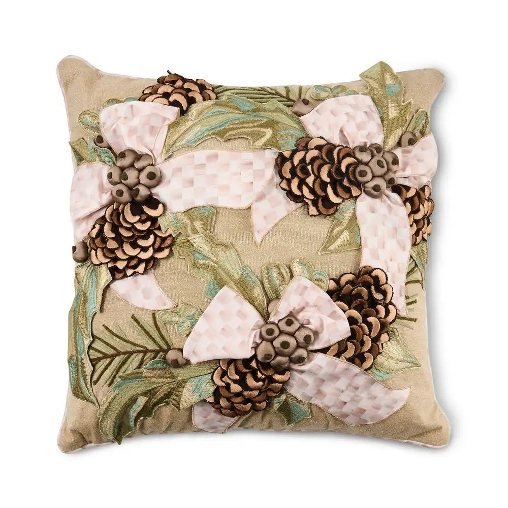 Mocha Holly Holiday Throw Pillow Main image