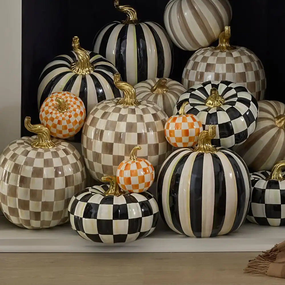 Mocha Check Mini Pumpkin