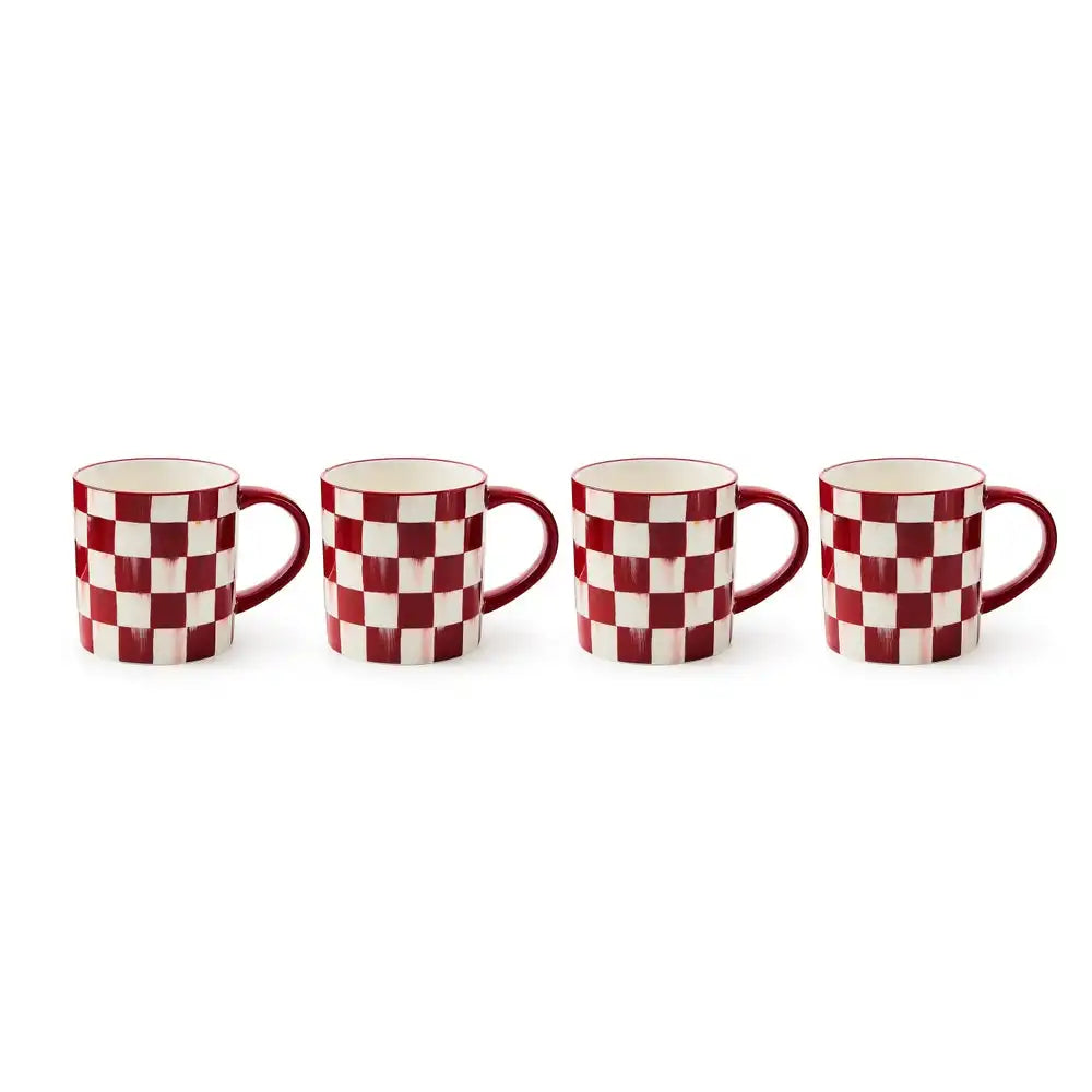 Cherry Check Salad Plates, Set of 4