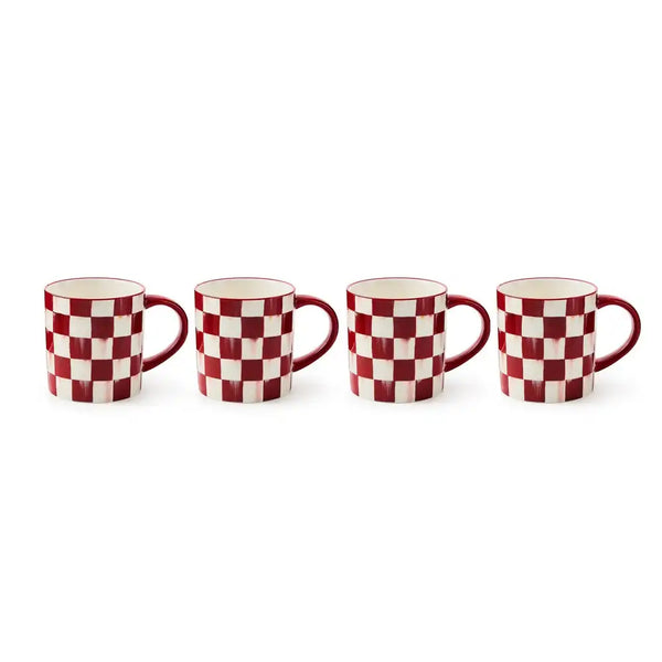 Cherry Check Salad Plates, Set of 4