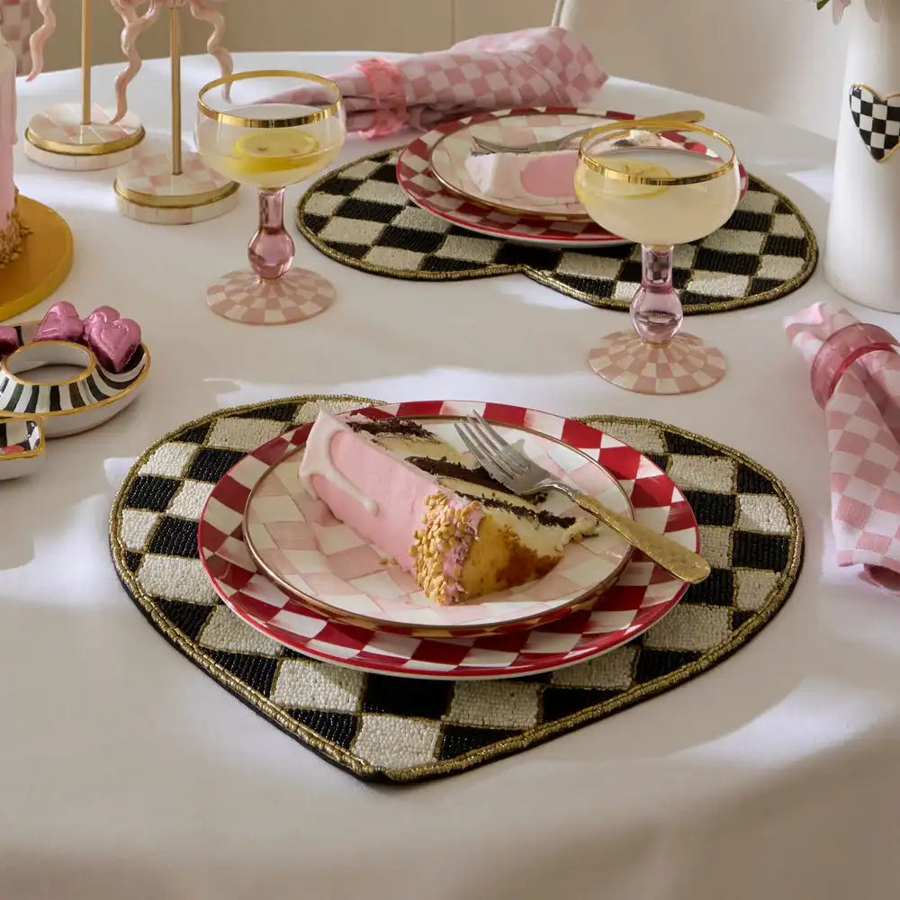 Cherry Check Salad Plates, Set of 4