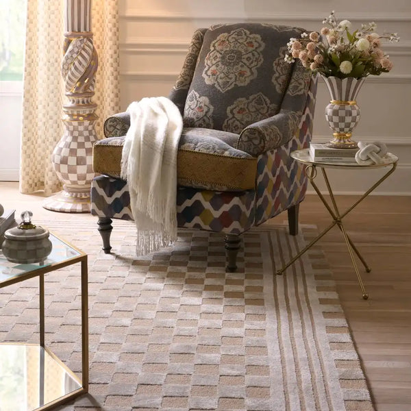 Light Grey Tonal Check 3' x 5' Rug