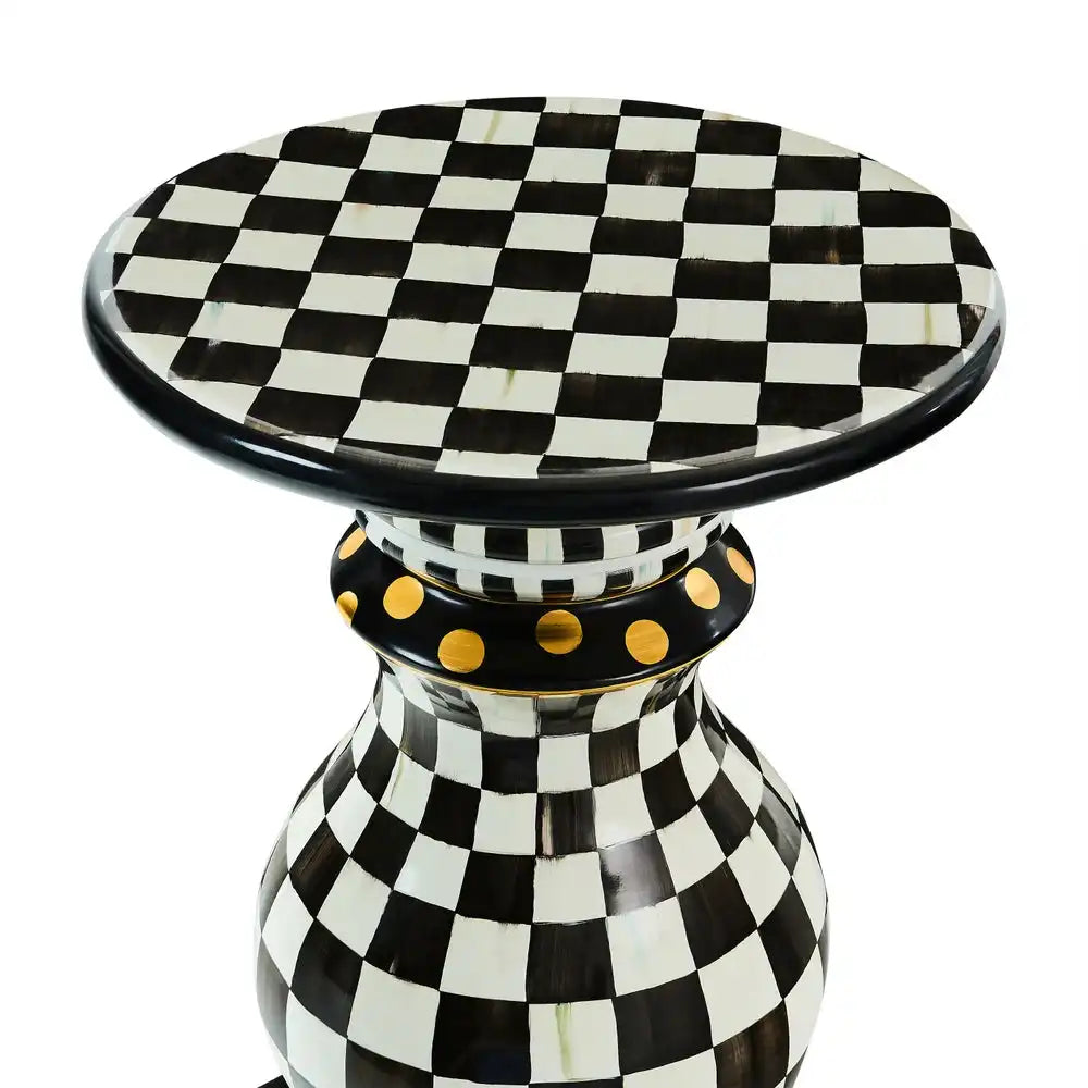 Mocha Check Ceramic Pedestal Table Base