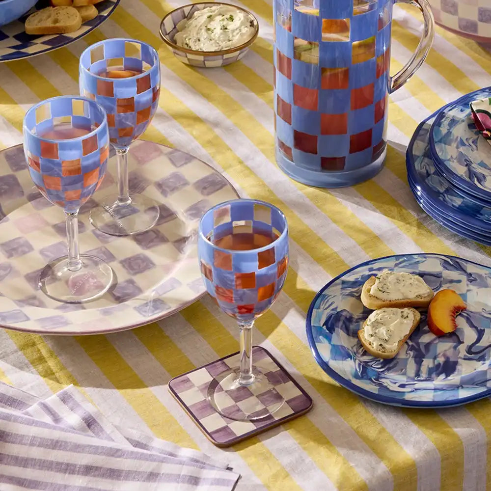 Black Check Acrylic Tumblers, Set of 4