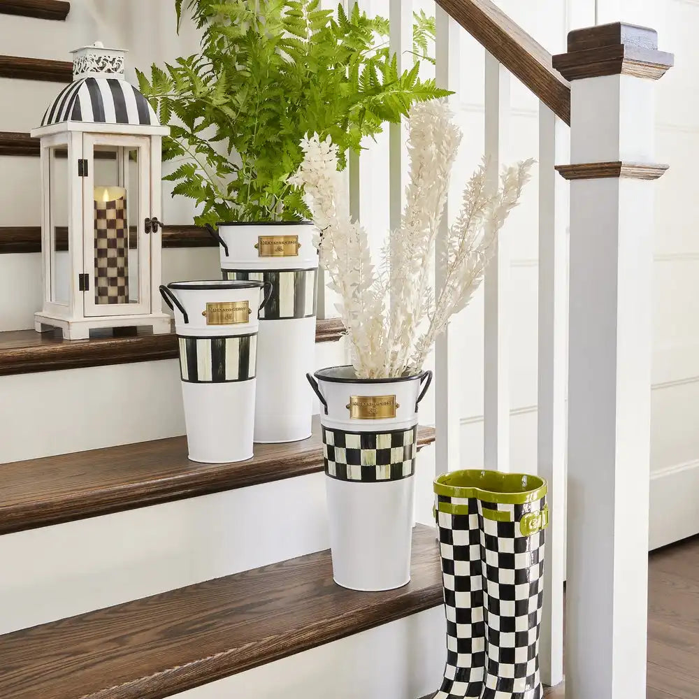 Mocha Stripe Flower Buckets, Set of 3