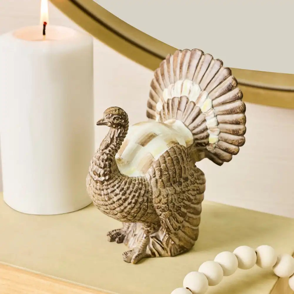 Mocha Check Mini Turkey Figurine Secondary image