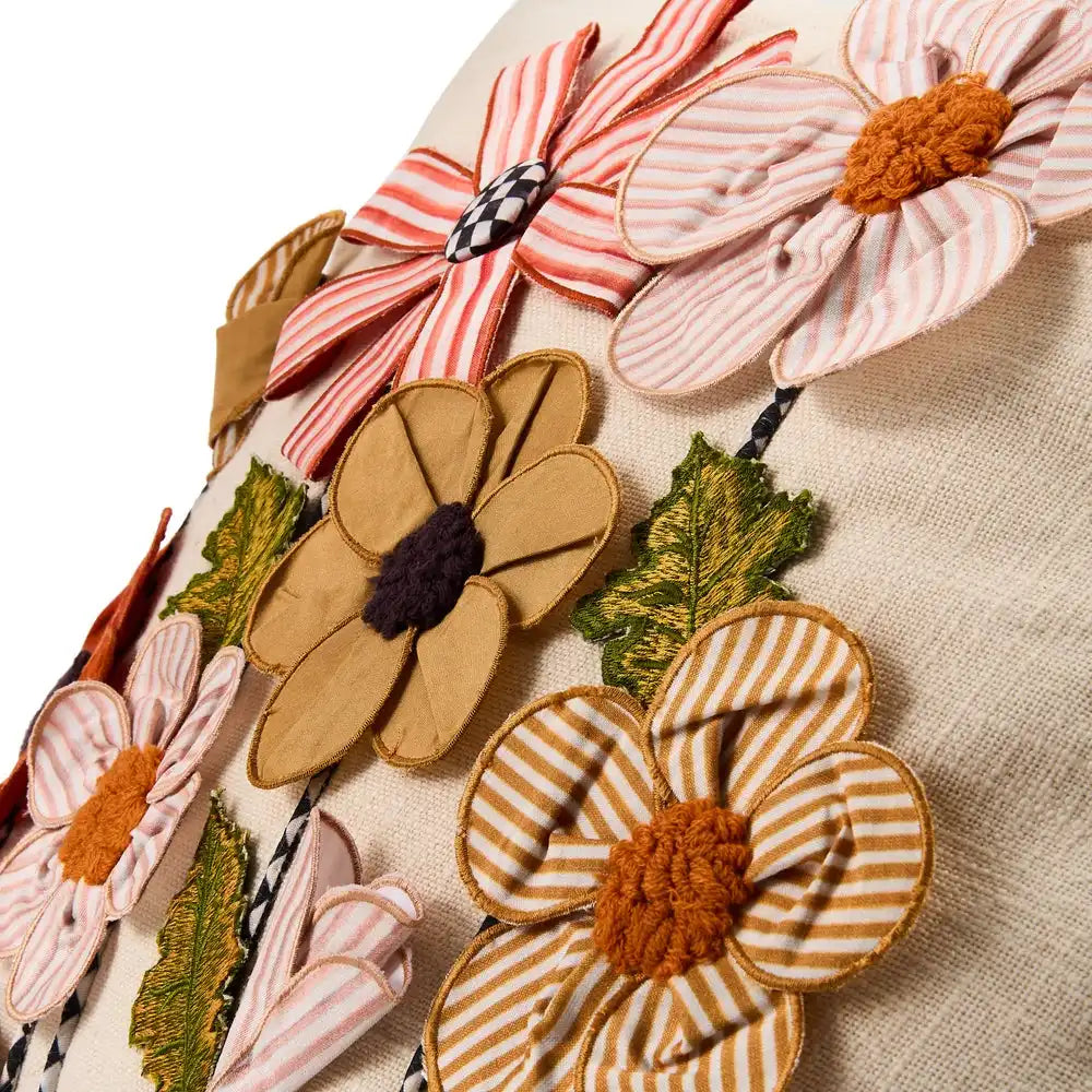 Striped Flowers Throw Pillow