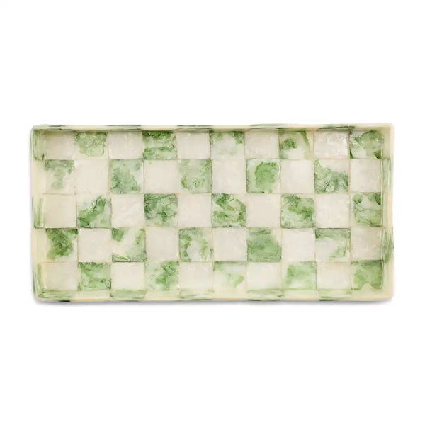 Sage Check Capiz Boutique Tissue Box Cover